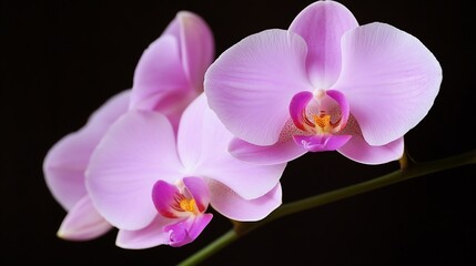 Obraz premium Beautiful Pink Orchids in Full Bloom with Soft Petals on Dark Background : Generative AI