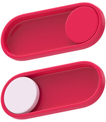 3d White open and red close button isolated on white background 3d illustration