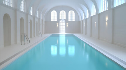 Obraz premium Tranquil indoor pool in a white spa
