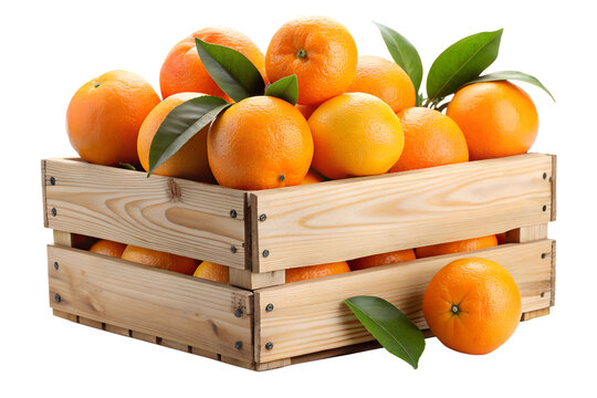 oranges in a wooden box