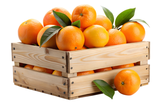 oranges in a wooden box