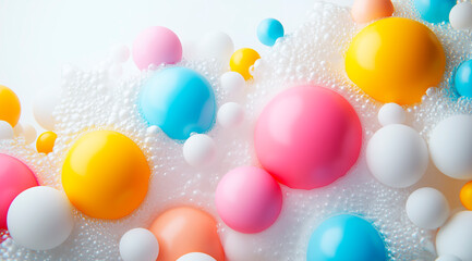 Colorful balls in bubbles, generative AI 