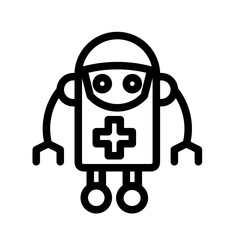 android robot with medical symbol 