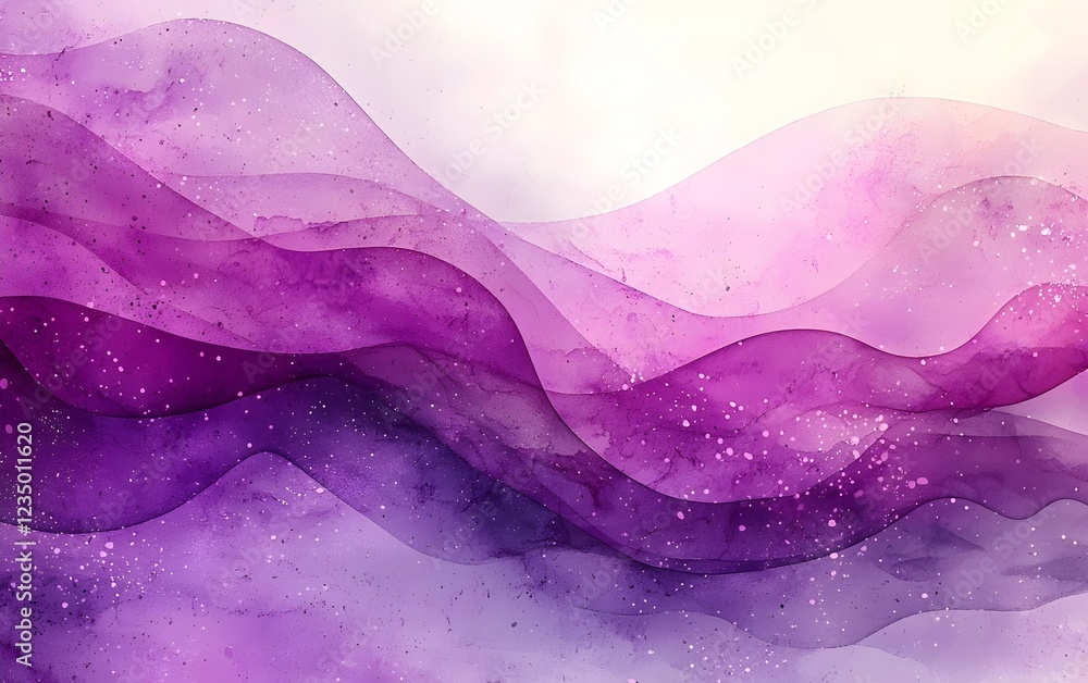 Poster a mesmerizing abstract design featuring flowing waves in shades of purple, creating a serene and eth