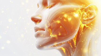 Detailed anatomical illustration highlighting facial muscles and contours for educational purposes. Generative AI