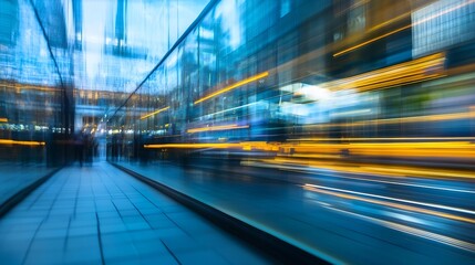Obraz premium Dynamic Motion Blur of Cityscape with Neon Lights and Reflections : Generative AI