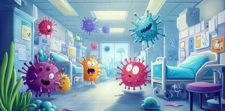 Playful Viruses Explore a Hospital Ward
