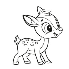 baby deer  coloring page , coloring page for kids, animal coloring page, KDP, Animal Coloring Page For Kids, line art clipart, children, , animal, cartoon, vector, illustration

