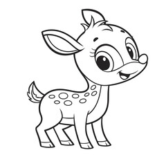 baby deer  coloring page , coloring page for kids, animal coloring page, KDP, Animal Coloring Page For Kids, line art clipart, children, , animal, cartoon, vector, illustration
