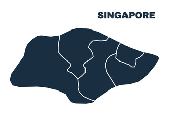 Singapore map flat border outline vector