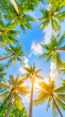 Tall palm trees bask in the warm afternoon sun under a clear blue sky