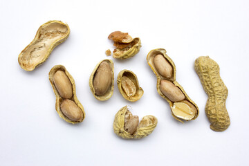A set of peanuts. Isolated on a white background.