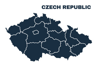 Czech Republic map flat border outline vector