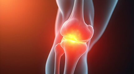 close up X-ray of the knee science medical Knee Joint Anatomy with Highlighted Pain Points in a Medical 3D Render
