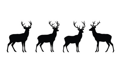 Deer silhouette vector illustration with white background.