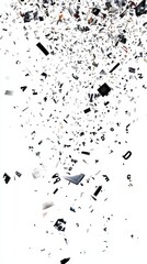 Fototapeta premium Abstract image of fragmented letters and objects falling