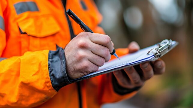 inspection concept. Factory inspector evaluating compliance in work...