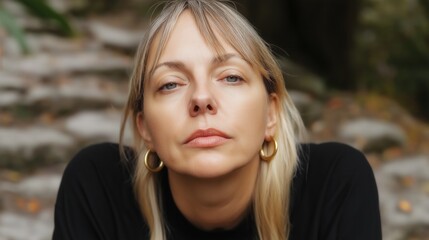 Determined White female healthcare provider reflects on the significance of patient care and dedication to medical service on Doctors Day