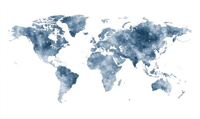 World map with borders, gray color on a white background
