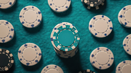 Fototapeta premium Elegant Flat Lay of White Poker Chips