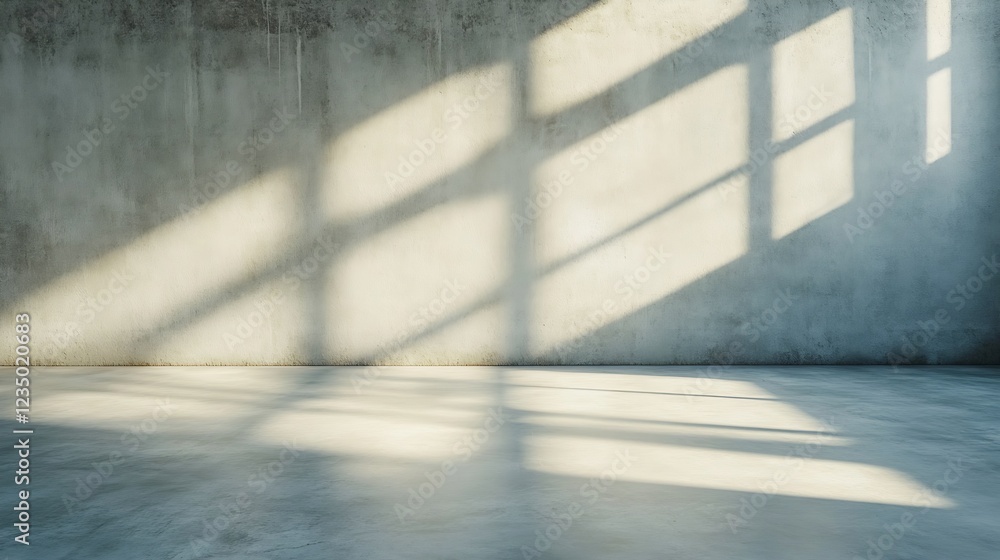 Poster sunlit industrial concrete wall displaying dramatic shadows in minimalist environment : generative a