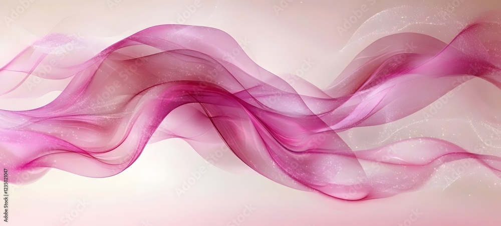Poster a serene abstract design featuring flowing waves of pink and soft hues, creating a tranquil and gent