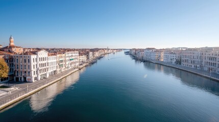 Fototapeta premium Venice canal sunrise, cityscape reflection, travel postcard