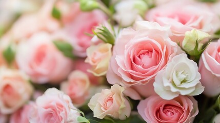 Delicate Pink Roses Bouquet Blossoming Vibrant Floral Arrangement for Romantic Occasions : Generative AI