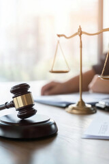 Male lawyers working at the law firms. Judge gavel with scales of justice. Legal law, lawyer, advice, and Law justice concept. 
