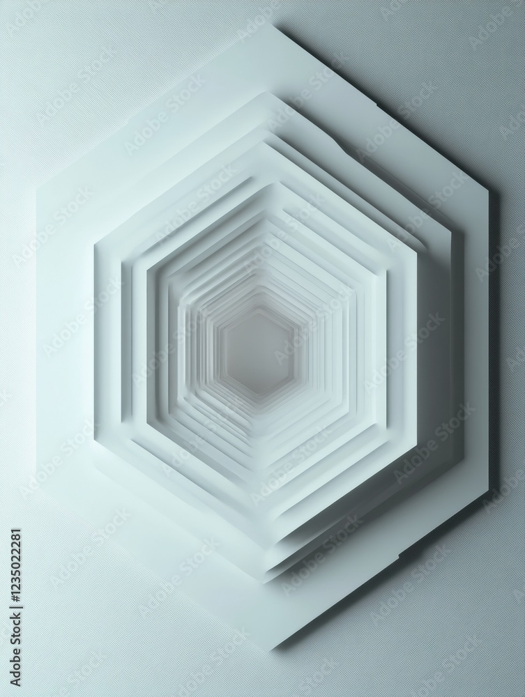 Poster Hexagonal layers and patterns create a mesmerizing optical illusion in a modern art display. Generative AI