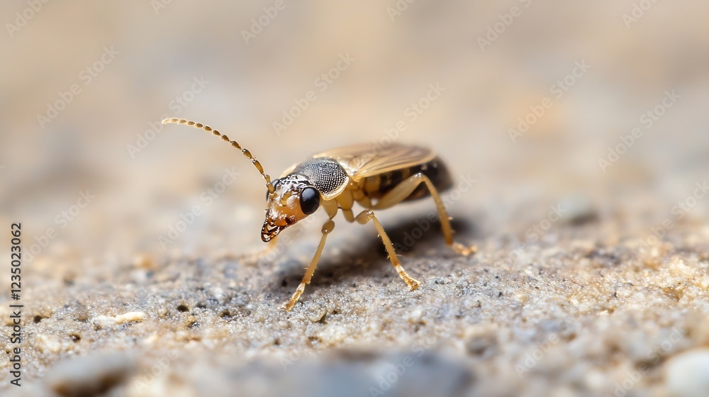 Poster delicate small bug on rocky surface in earthtoned natural habitat closeup image : generative ai