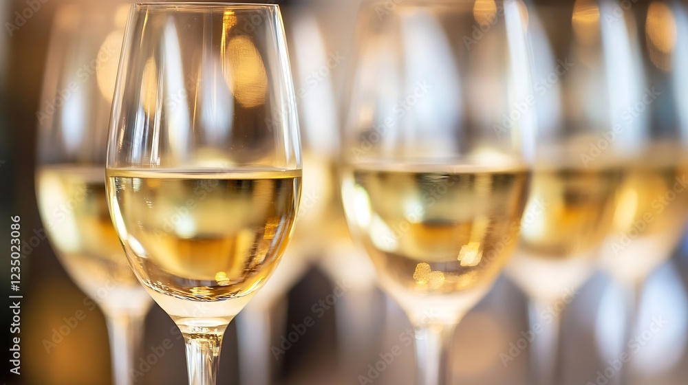 Aufkleber Elegant wine glasses in upscale setting with ambient lighting and reflections : Generative AI