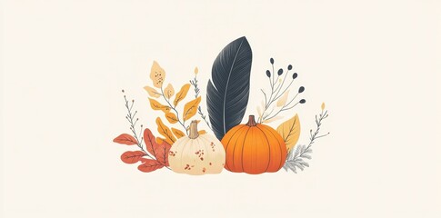 Autumn Pumpkins Nestled Among Fall Foliage