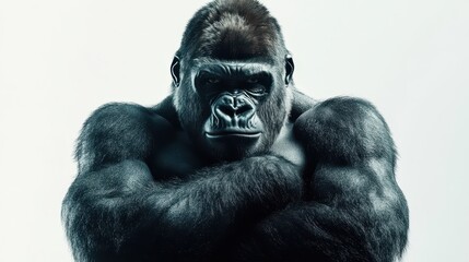 Fototapeta premium Powerful Gorilla Displaying Strength and Intelligence in Captivity