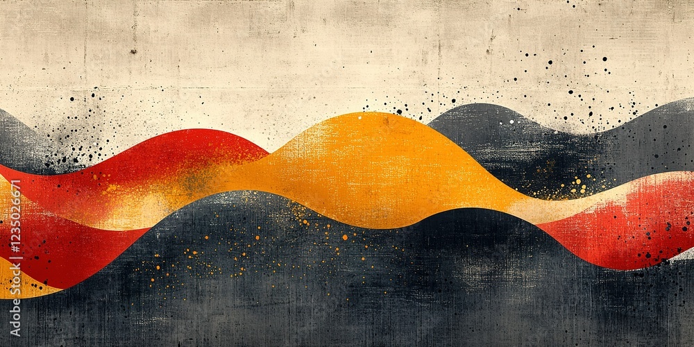 Poster colorful abstract waves create a dynamic visual texture on a textured background