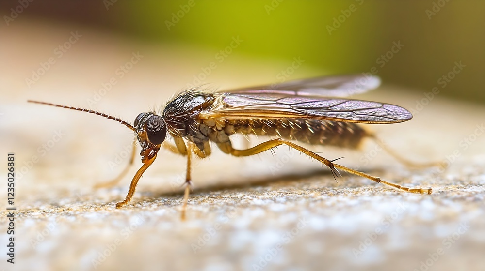 Poster close up of brown leafhopper on stone surface in natural environment : generative ai