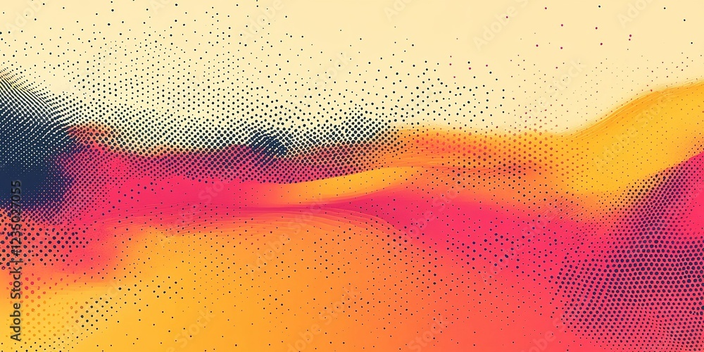 Aufkleber colorful abstract pattern with dynamic waves and dotted textures in warm tones evoking a vibrant atm