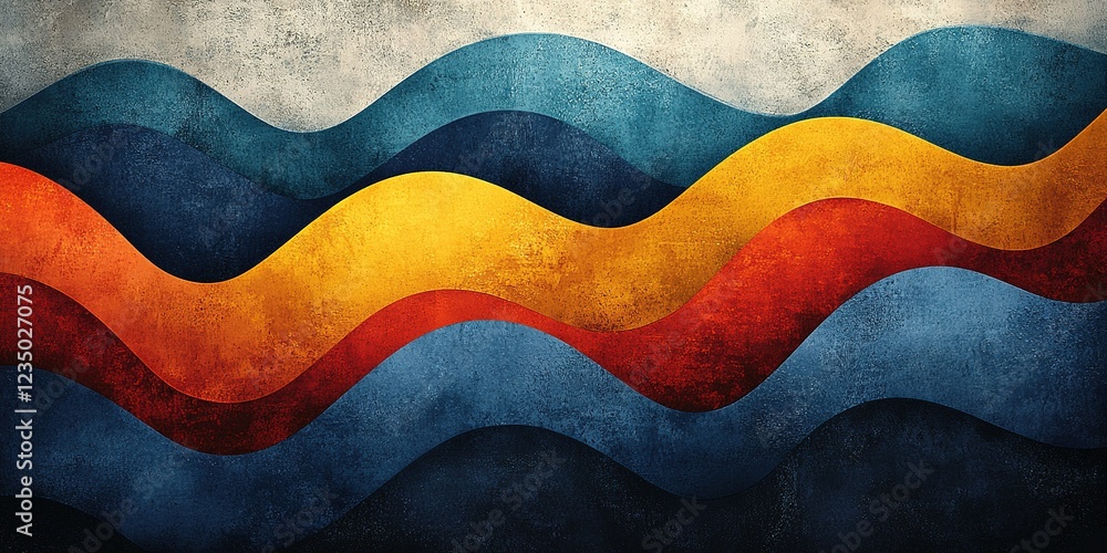 Poster colorful abstract waves create a dynamic visual experience in a contemporary design style