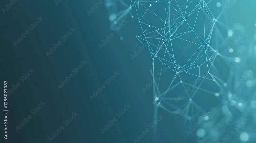 Aufkleber abstract teal network: interconnected nodes and lines