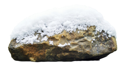 Fototapeta premium Snow covering a large rock on transparent background