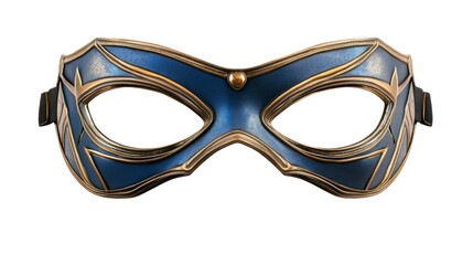 Blue and gold superhero mask isolated on transparent background