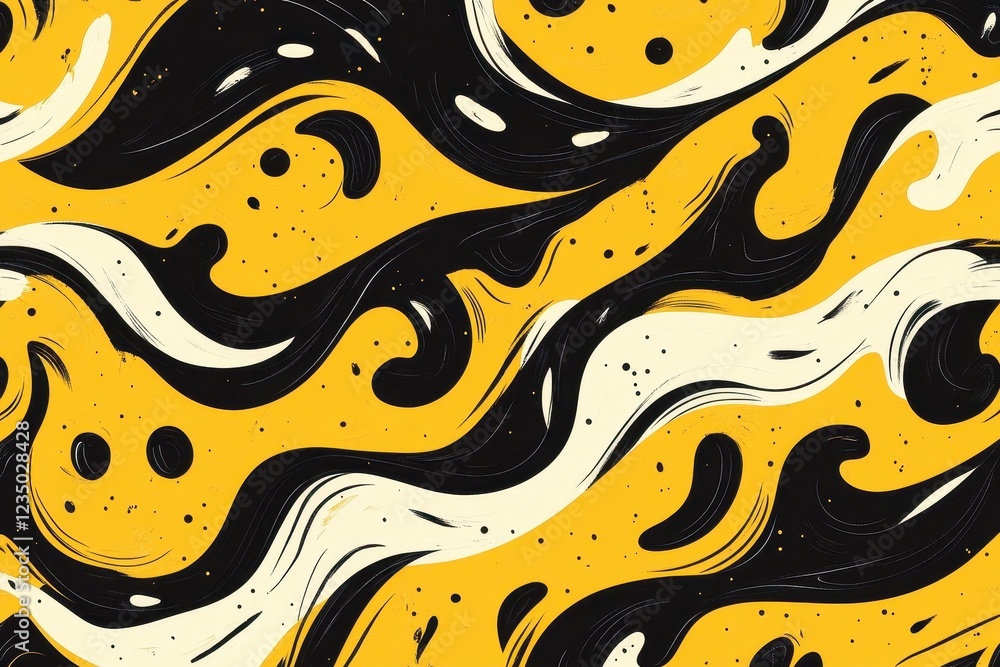 Poster twisted pattern with design elements against yellow background .