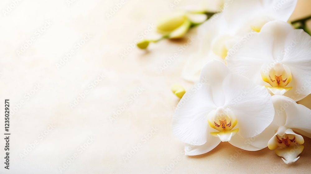 Poster white phalaenopsis orchids on soft pastel background for elegance : generative ai