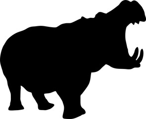 Hippo silhouette vector . Rhinoceros vector silhouette