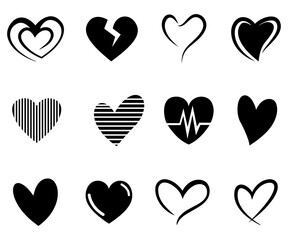 Heart doodle collection love signs hand drawn illustration