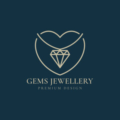 jewelry logo,diamond,gold,beauty,line,love,vector symbol icon illustration minimalist design
