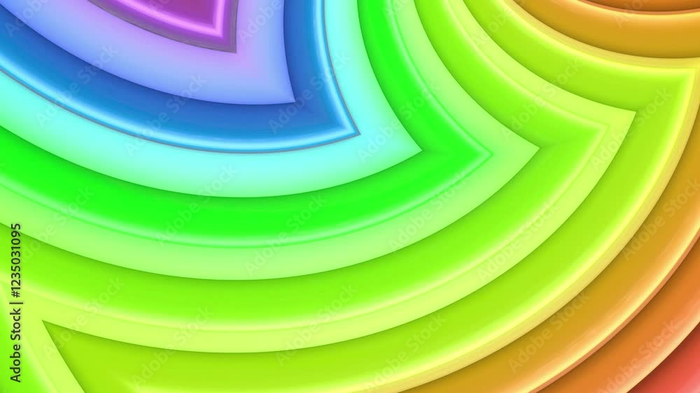 Poster multicolored gradient stripes move cyclically in simple cartoon creative style. looped smooth animat
