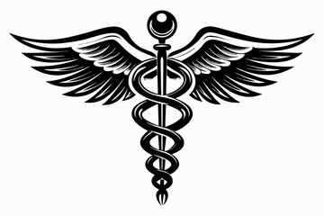 caduceus health symbol asclepius wand icon