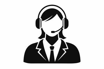 call center man black and white color silhouette