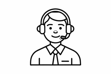 call center man black and white color silhouette